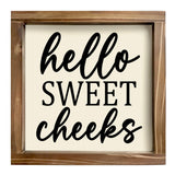 Kas Home Rustic Farmhouse Bathroom Decor - Cute 'Hello Sweet Cheeks' Wooden Sign, Funny Wall Hanging Plaque for Restroom, Toilet Shelves Accessory, Ideal for Apartment & Home Kas Home
