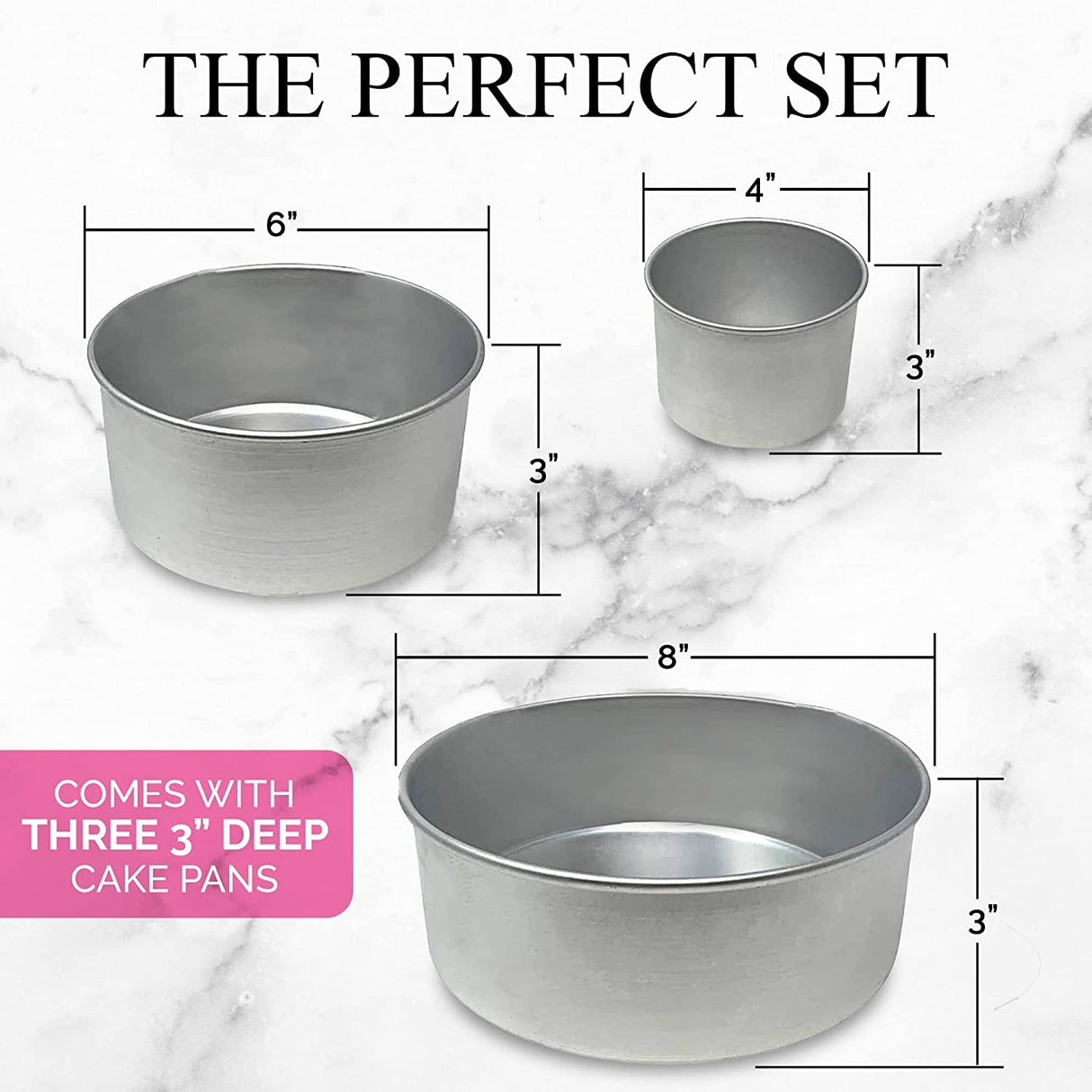 Aunt Shannon's Kitchen Tall Round Cake Pans - 4-inch, 6-inch, 8-inch Cake Pan Set for 3-Tiered Cake - Aluminum Cake Pans Sets for Baking Wedding or Birthday Cakes and More Aunt Shannon's Kitchen