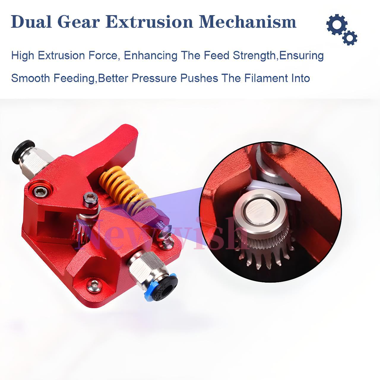 Newwish Ender 3 Dual Gear Extruder,Dual Drive Metal Extruder for Ender 3 V2/Pro/Ender 5/Plus/Ender 3 Neo/Max Neo/CR-6 SE/CR-10/10S/10S Pro 3D Printer Extruder.(Motor Shaft>20mm) - WoodArtSupply