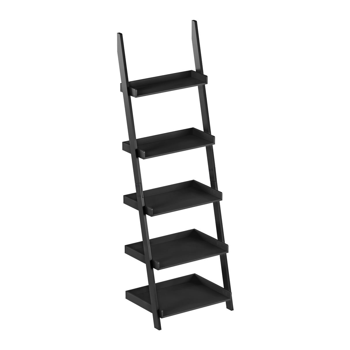 Lavish Home Bookshelf - 5-Tier Ladder Shelf with Leaning Look - Bookcase for Home Decor and Office Storage - Freestanding Book Shelves (Black) Lavish Home