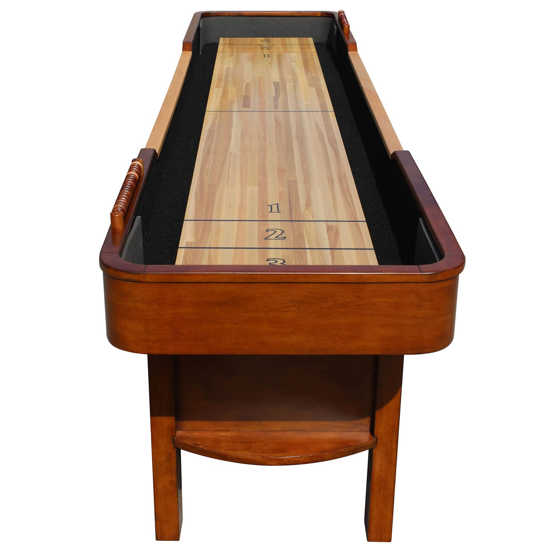 Hathaway Merlot 12-ft Shuffleboard Table for Family Game Rooms with Butcher Block Playing Surface, Reinforced Legs with Levelers, 8 Pucks, Table Brush and Wax, Walnut - WoodArtSupply