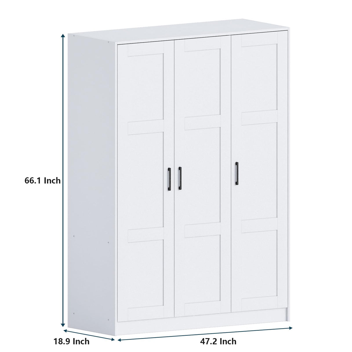 Fenghua Lizhi 3 Doors Wooden Wardrobe Closet Armoire, White Storage Cabinet for Hanging Clothes, Bedroom Large Capacity Freestanding Armoire,Wood Wardrobe Combination with Shelves (White) Fenghua Lizhi