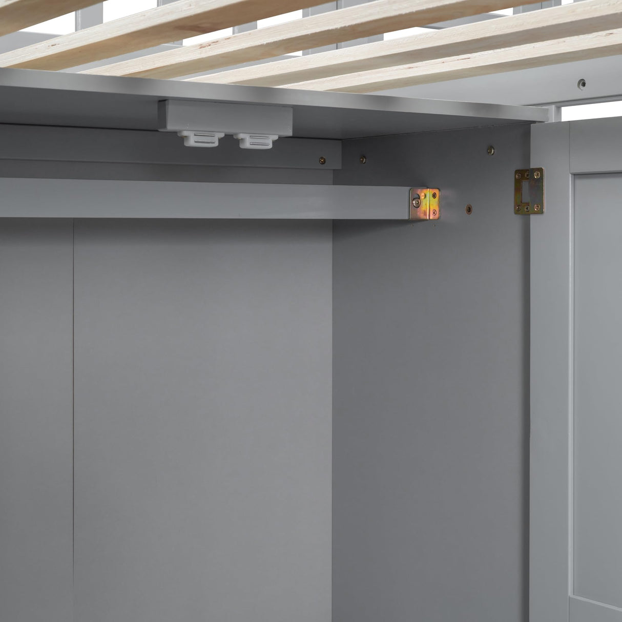 Bellemave Twin Loft Bed with Desk, Wardrobe, and Storage Stairs in Grey Bellemave