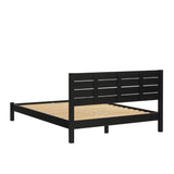 Walker Edison Ayla Boho Slatted Headboard Queen Bedframe, Queen Size, Black Walker Edison