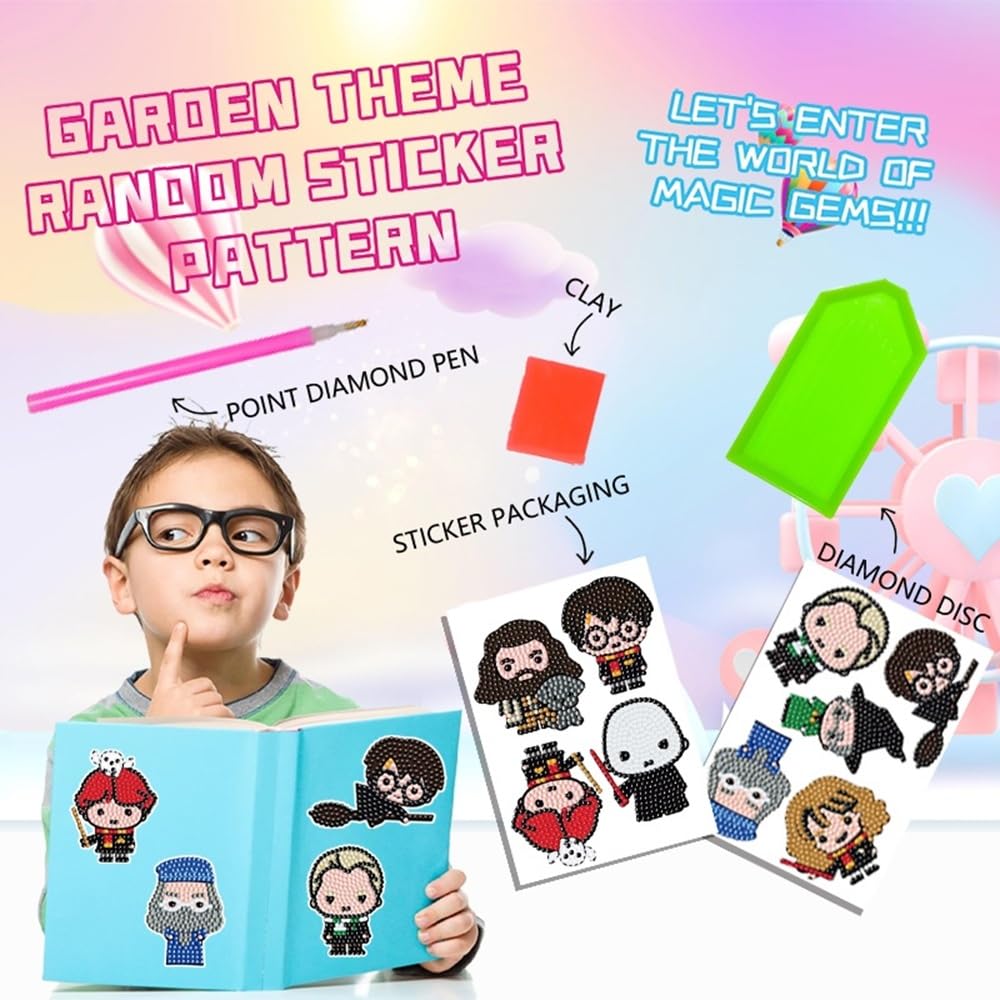 MEGZIHXN Cute Diamond Art Stickers Kits for Kids,12 Pcs Airplanes Excavators Police Cars Engineering Vehicles Diamond Arts Craft Set Gifts for Children and Adult Beginners MEGZIHXN