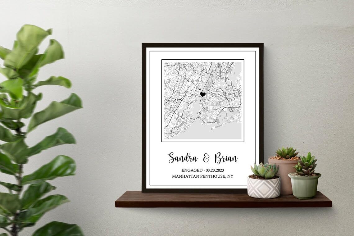 Personalized Wedding Gift, Custom City Map Print, Wedding Venue Location, Anniversary Wedding Gifts For Couples, Where it all Began, Christmas Gift, - WoodArtSupply