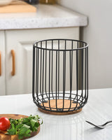 getstar Kitchen Utensil Holder, Large Wire Utensil Holder for Kitchen Counter (W6.2” x H7.5”) with Acacia Base getstar