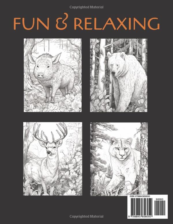Hunting Adult Coloring Book: 50 Sketch Style Wildlife Designs Including Deer, Moose, Bear, Elk and much more... Great Gift for Men Majosta