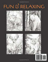 Hunting Adult Coloring Book: 50 Sketch Style Wildlife Designs Including Deer, Moose, Bear, Elk and much more... Great Gift for Men Majosta