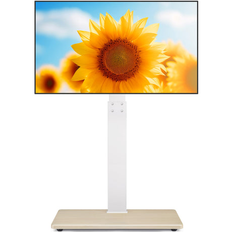 TV Floor Stand for 32-75 Inch Plasma LCD LED OLED Flat Panel or Curved Screen TVs, Swivel TV Stand Mount with Height Adjustment and Sturdy Wood Base, White TAVR Furniture
