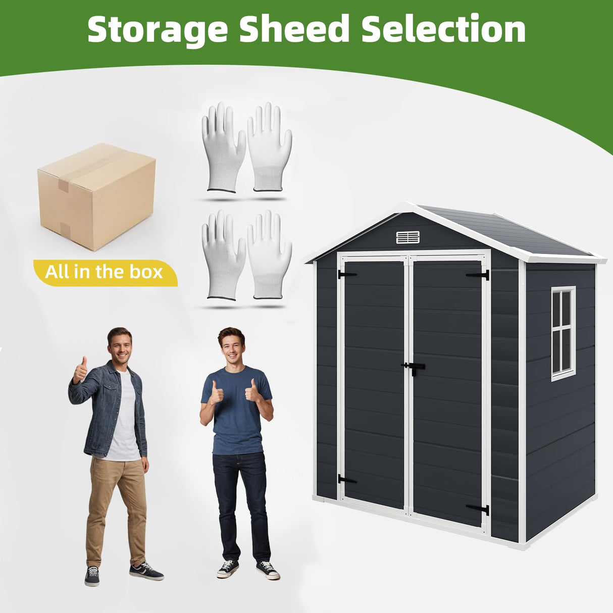 6x4.4FT Outdoor Storage Shed, Resin Shed with Reinforced Floor & Secure Door Lock, All-Weather Outdoor Shed for Gardening Tools, Bicycles, Patio Furniture, Lawn Mower (Dark Gray) SEGMART