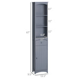 HOMCOM Bathroom Storage Cabinet, Free Standing Bathroom Storage Unit, Tall Linen Tower with 3-Tier Shelves and Drawer, Grey HOMCOM