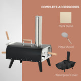 Outsunny Outdoor Pizza Oven with 12" Stone, Peel and Cover, Portable Pellet Wood Fired Pizza Maker with Foldable Legs, Stainless Steel Pizza Grill for Outside, Backyard, Outdoor Kitchen Outsunny