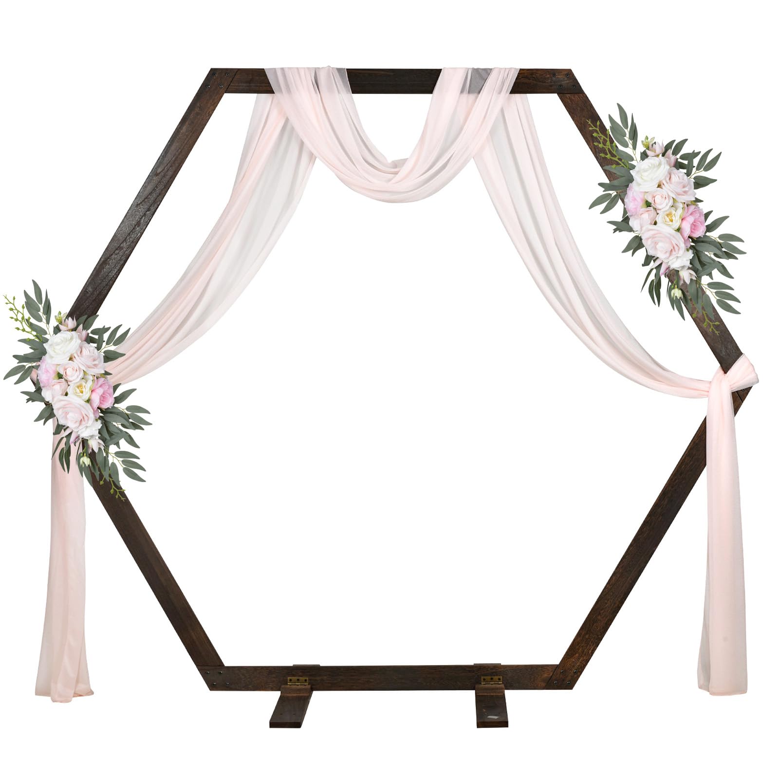 DearHouse Wooden Wedding Arch, 7.2FT Hexagon Wooden Arch for Wedding Wood Arch Wedding Arbor Backdrop Stand for Ceremony Rustic Wedding Birthday Parties Indoor Outdoor Garden Decor - WoodArtSupply