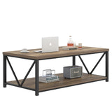 FOLUBAN Modern Coffee Table, Living Room Center Table with Storage, Wood and Metal Cocktail Table, Rustic Oak, 47 Inch FOLUBAN