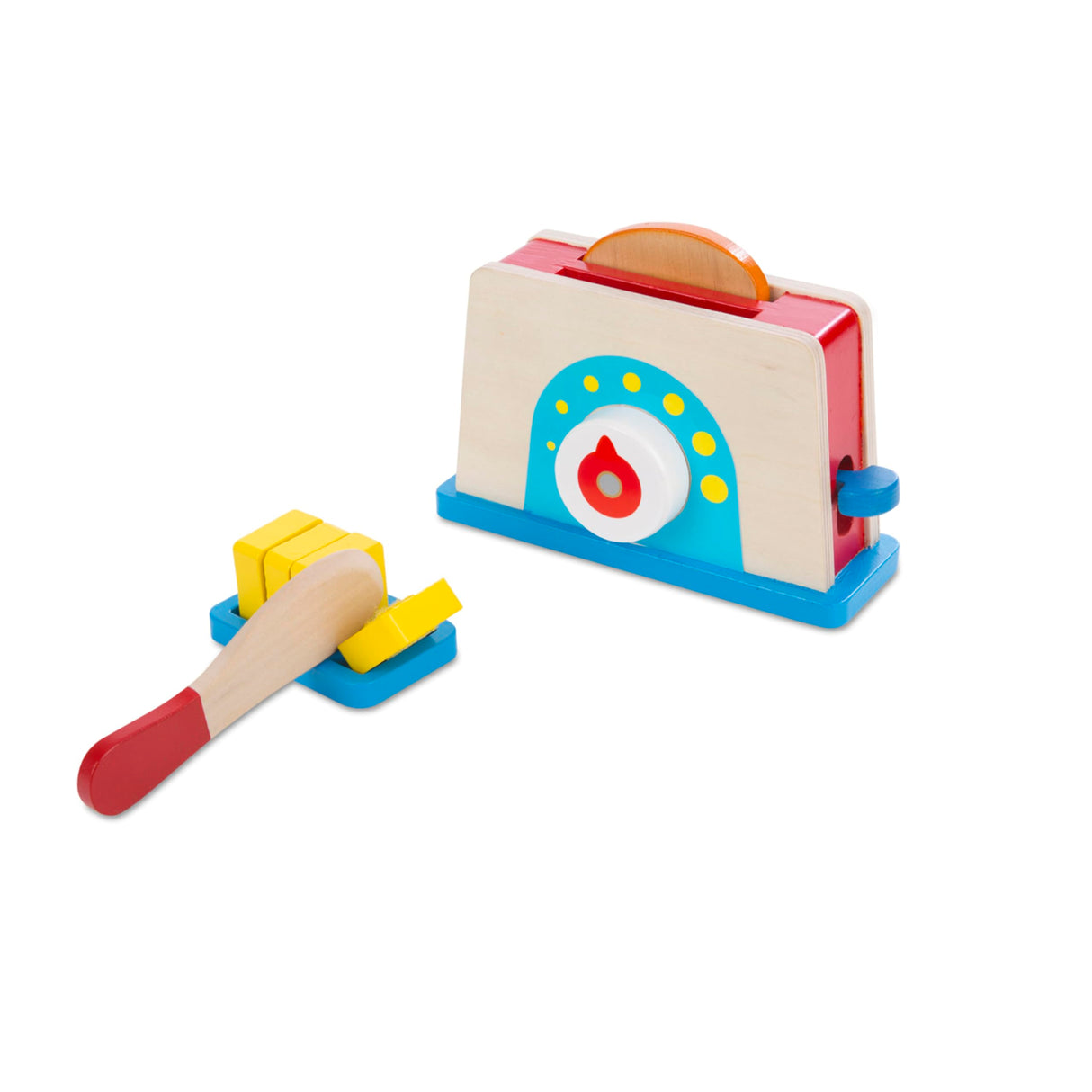 Melissa & Doug Bread and Butter Toaster Set (9 pcs) - Wooden Play Food and Kitchen Accessories Melissa & Doug