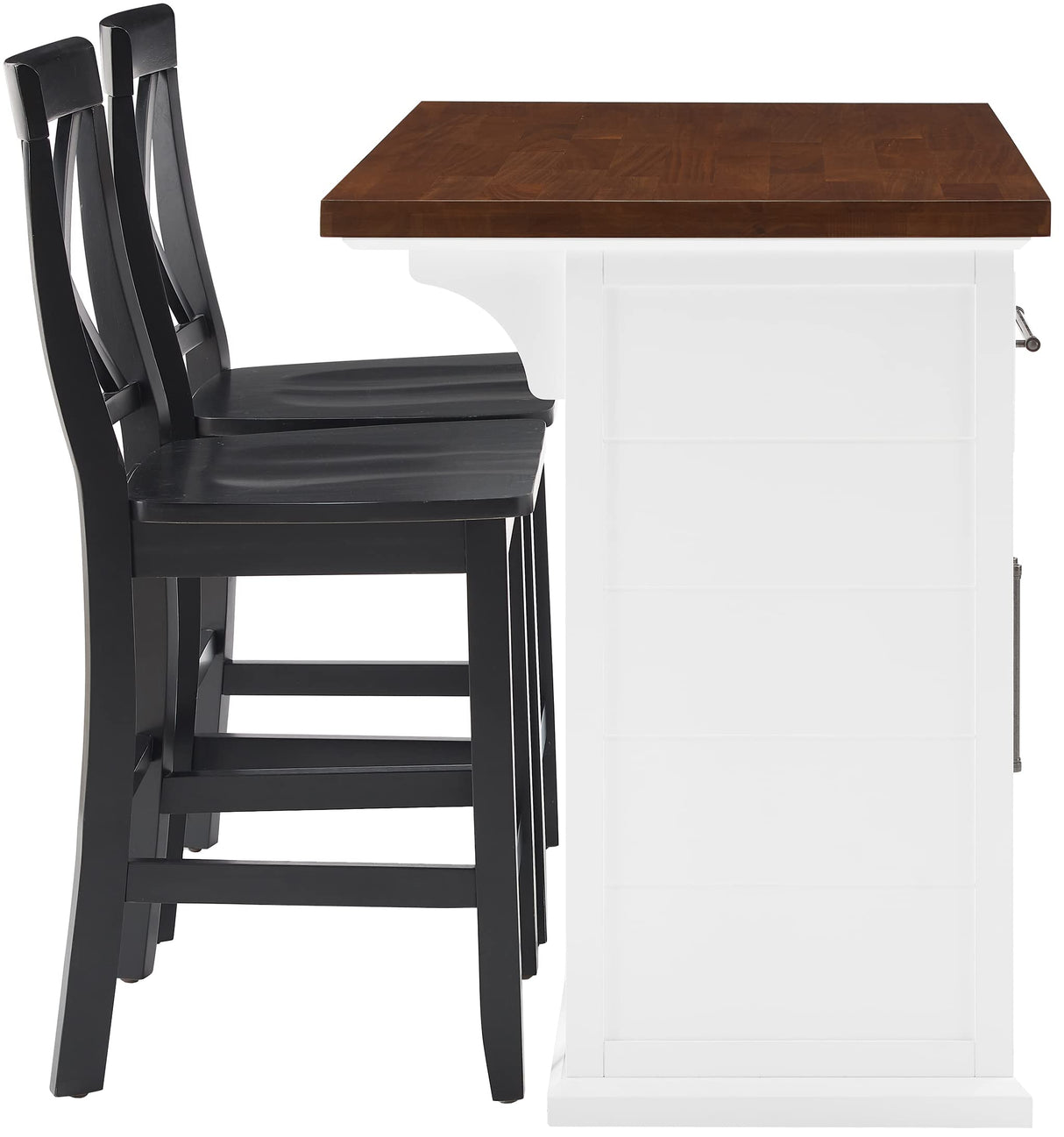 Crosley Furniture Bartlett Kitchen Island with Wood Top and X-Back Stools, White/Black Crosley Furniture