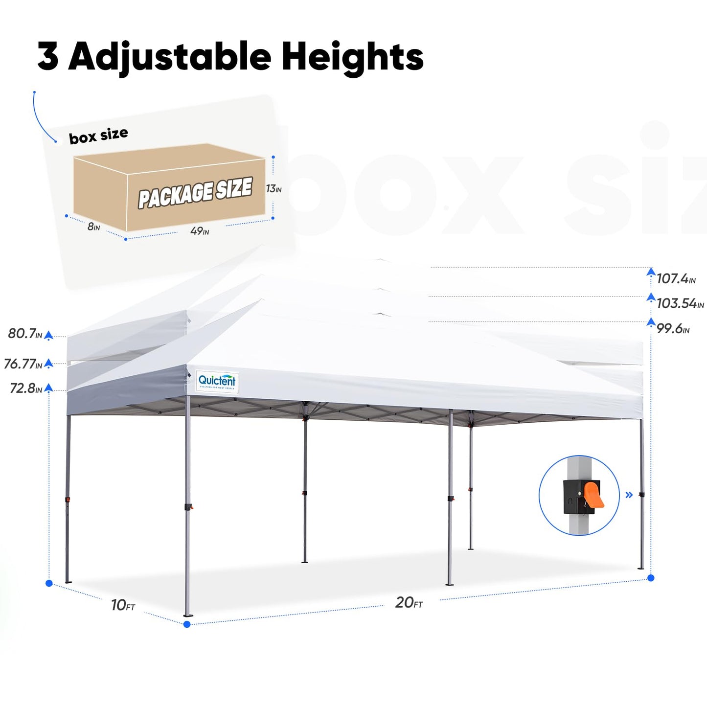 Quictent 10x20ft Pop up Canopy Tent Party Tent Outdoor Event Gazebo Waterproof with Roller Bag and 6 Sidewalls