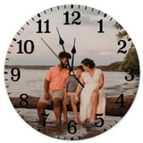 Custom Wall Clock with Picture Image Photo 15 Inch Personalized Rusitc Wooden Clock Farmhouse Home Decor Round Silent Clock Add Your Text Family Name Wedding Anniversary Birthday Gift WoodArtSupply