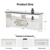 Rustic White Farmhouse TV Stand, Entertainment Center with Power Outlets for TVs up to 65 Inch, Mid Century Modern TV Cabinet, Media Console Table for Living Room, Farmhouse TV Console (Black) Redlifeᅟᅠ