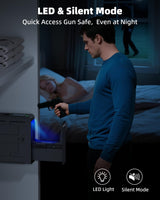 Gun Safe, Slider Biometric Gun Safe for Handgun Mounted Single Bedside Pistol Case with 3 Ways Quick Access Gun Lock Box for Nightstand, Bed, Desk, Wall, Dresser HAWKUNG