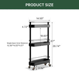 Wayshome Rolling Storage Cart, 3 Tier Bathroom Organizer Mobile Shelving Unit, Metal Utility Cart Tower Rack for Kitchen Laundry Narrow Places(Fully Assembled Furniture, Black) Wayshome