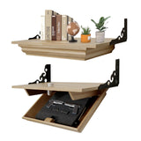 DOLEMODUO Hidden Shelf for Gun, Wall Mounted Hidden Gun Storage Shelf with Lock, Solid Wood Hidden Compartment Furniture DOLEMODUO