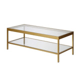 Henn&Hart 45" Wide Rectangular Rectangular Coffee Table in Brass, Modern Rectangular Coffee Tables for living room, studio apartment essentials Henn&Hart