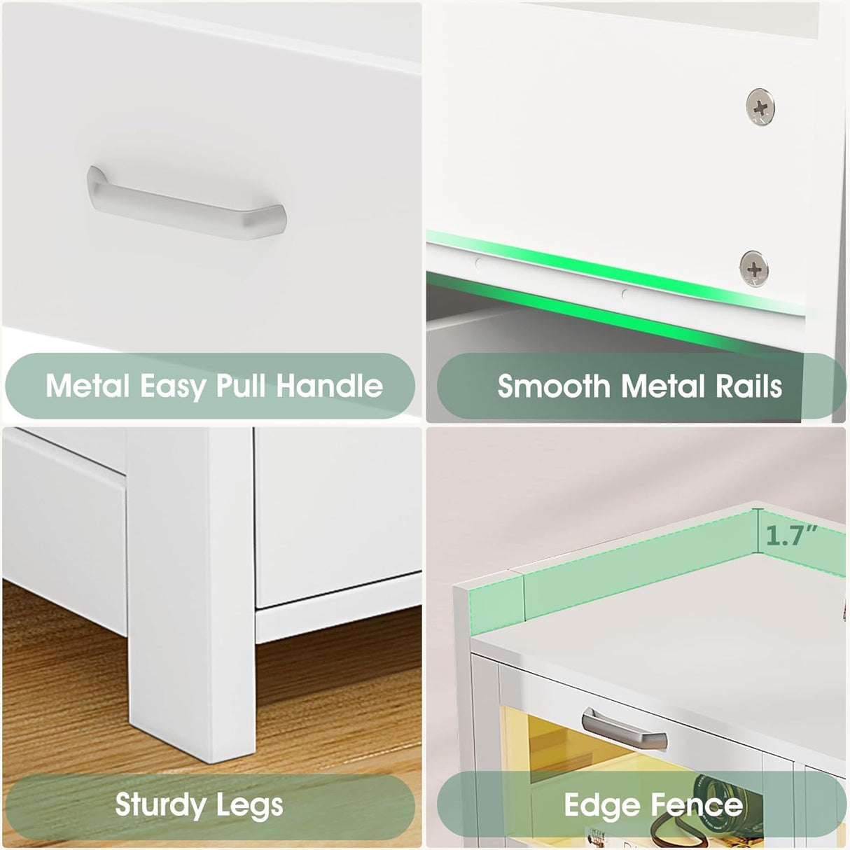 Alohappy 6 Drawer Dresser for Bedroom, LED Dresser Chest of Drawers with Power Outlets, Modern White Dresser for Bedroom, Living Room, Entryway, Hallway Alohappy