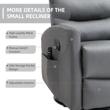PELUMY Manual Recliner Chair with Heat & Vibration Massage, 360° Swivel Rocker Recliner with 155° Recline and Lumbar Heat, Compact Recliner for Living Room & Small Spaces (Breathable Leather, Grey) PELUMY