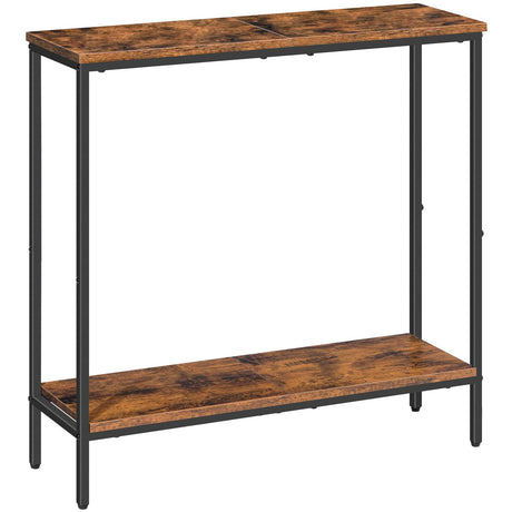 HOOBRO 29.5 Inches Narrow Console Table, Small Sofa Table, Entryway Table with Shelves, Side Table, Display Table, for Hallway, Bedroom, Foyer, Living Room, Rustic Brown and Black BF22XG01 HOOBRO
