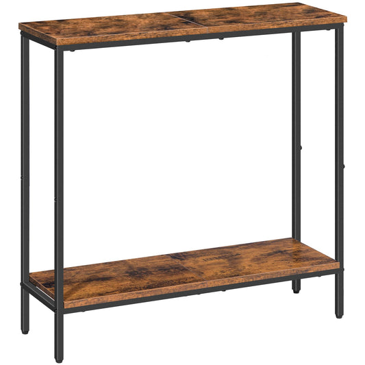 HOOBRO 29.5 Inches Narrow Console Table, Small Sofa Table, Entryway Table with Shelves, Side Table, Display Table, for Hallway, Bedroom, Foyer, Living Room, Rustic Brown and Black BF22XG01 - WoodArtSupply