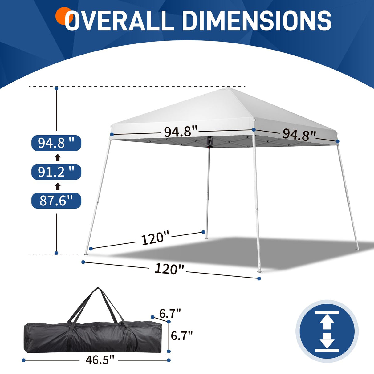 VINGLI 8x8 ft Pop Up Canopy Tent, Easy Up Outdoor Tent Canopy, Foldable Portable Canopies for Camping, Patio, Outdoor Gazebo Slant Legs, Outdoor Instant Shelter Canopies with Carry Bag, White VINGLI