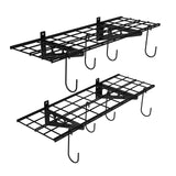 FLEXIMOUNTS Garage Wall Shelving, 2-Pack 1x3 ft, Includes 8 Bike Hooks, Wall Shelf Garage Organization System w/Bike Hangers, Garage Storage Rack, Floating Shelves, 300 lbs Weight Capacity FLEXIMOUNTS