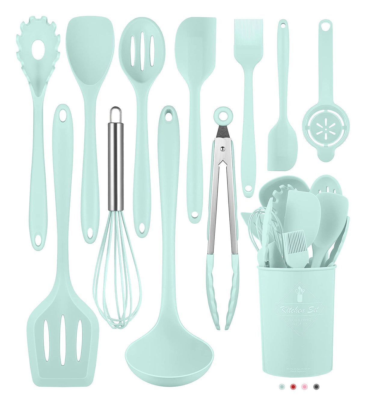 Kitchen Utensils Set-12 Pieces Silicone Cooking Utensils Set (Dishwasher Safe) 392°F Heat Resistant Spatula Set,Kitchen Utensil Set for Nonstick Cookware,Best Kitchen Tools with Holder Pranski