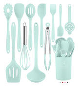 Kitchen Utensils Set-12 Pieces Silicone Cooking Utensils Set (Dishwasher Safe) 392°F Heat Resistant Spatula Set,Kitchen Utensil Set for Nonstick Cookware,Best Kitchen Tools with Holder Pranski