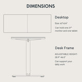 FLEXISPOT Standing Desk 63 x 24 Inch Adjustable Height Desk Home Office Computer Workstation Sit Stand Desk, Black Top + Black Frame FLEXISPOT