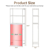 Over The Toilet Shelf,3-Tier Adjustable Freestanding Metal Bathroom Organizer Shelves with Toilet Paper Holder & Hooks,Space-Saving for Narrow Small Bathroom,10”D x 24”W x 66”H,White Golpart