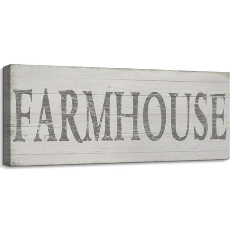 Pureluca Vintage Farmhouse Sign Decor Inspirational Words Plaque Farmhouse Canvas Prints Wall Art Country Family Home Decorative Signs & Plaques for Living Room Kitchen Housewarming Gift 6 x 17 Inch pureluca