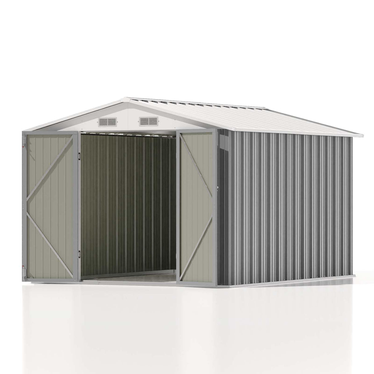 Patiowell 8x10 FT Outdoor Storage Shed, Large Garden Tool Metal Shed with Sloping Roof and Double Lockable Door, Outdoor Sheds for Backyard Garden Patio Lawn,Grey Patiowell