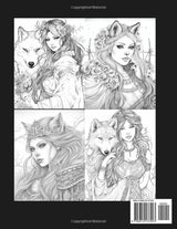 Adult Coloring Book of Wolves and Fairies (Volume 1) Majosta