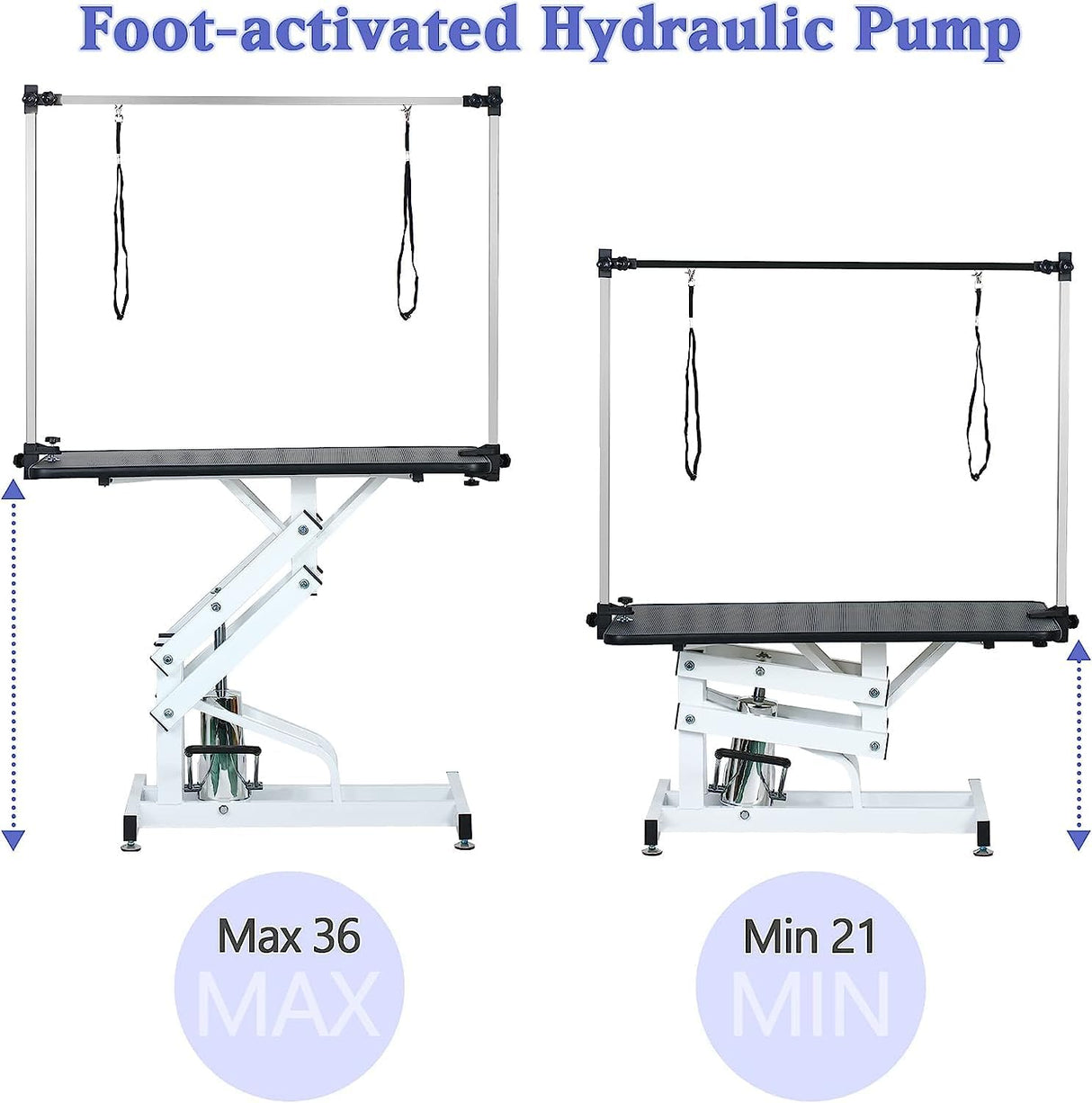 ACIDBOLT Hydraulic Pet Grooming Table, 42'' Durable Foldable Dog Grooming Table Suitable for Small Medium Large Dogs, Heavy-Duty Pet Grooming Table Drying Table with Adjustable Arms ACIDBOLT