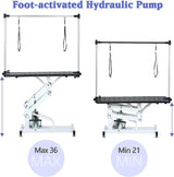 ACIDBOLT Hydraulic Pet Grooming Table, 42'' Durable Foldable Dog Grooming Table Suitable for Small Medium Large Dogs, Heavy-Duty Pet Grooming Table Drying Table with Adjustable Arms ACIDBOLT