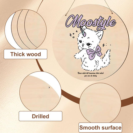 Adboros Wood Circles for Crafts, 12 Inch Blank Unfinished Wood Crafts DIY Painting Round Disc Cutouts with Twine Door Hanger Circle Blank Wooden Signs Home Decor Christmas (30) Adboros