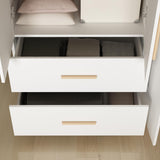 Homsee White 4-Door Wardrobe Armoire Wooden Closet with 2 Drawers, 6 Storage Cubes and 2 Hanging Rods, Large Storage Cabinet for Bedroom, White (63”L x 18.9”W x 70.9”H) Homsee