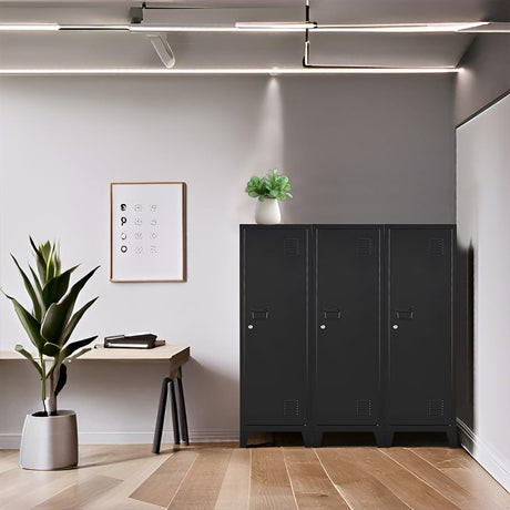 FURSTEL Metal Locker with Doors and Shelves, Locking Storage Cabinets for Small Spaces, Lockers for Employees, Lockable Storage Lockers for Office Garage School Gym FURSTEL