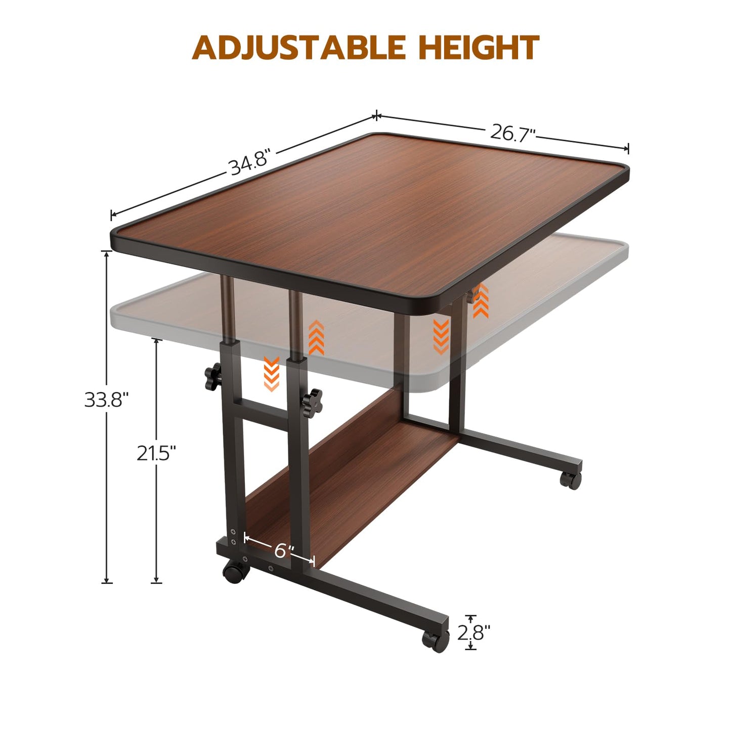 UPVERCY 1500 Piece Adjustable Puzzle Table with Legs and 6 Trays & Protective Cover, 34.8" x 26.7" Rolling Puzzle Board with Storage Shelf & Wheels - Jigsaw Puzzle Table, Wood Grain Finish - Walnut