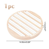 NBEADS Wooden Jewelry Display Tray, 6 Long Slots Ring Earring Display Storage Holder White Leather Insert Jewelry Organizer Tray for Jewelry Retail Display Selling(5.89" In Diameter) NBEADS