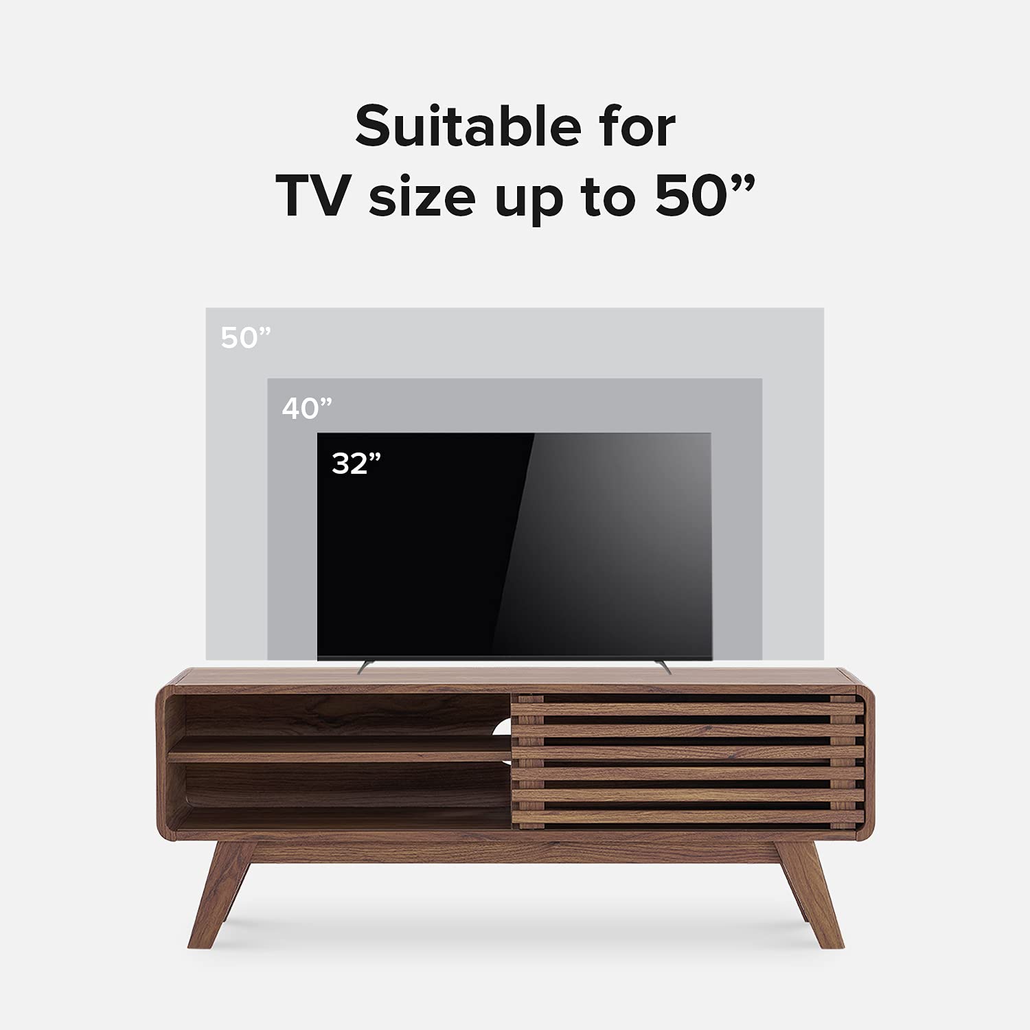 mopio Ensley TV Stand, Mid Century Modern TV Stand for 55/60/65 inch TV, Farmhouse TV Stand, Entertainment Center with Storage, TV and Media Consol for Living Room (Walnut, 46") - WoodArtSupply