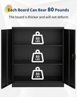 Metal Storage Cabinet with Lock, 35.4" High Garage Tool Cabinet with Adjustable Shelf & Handle, Tool Organizer for Garage, Workshop, Home, Office, Black Tioutbot